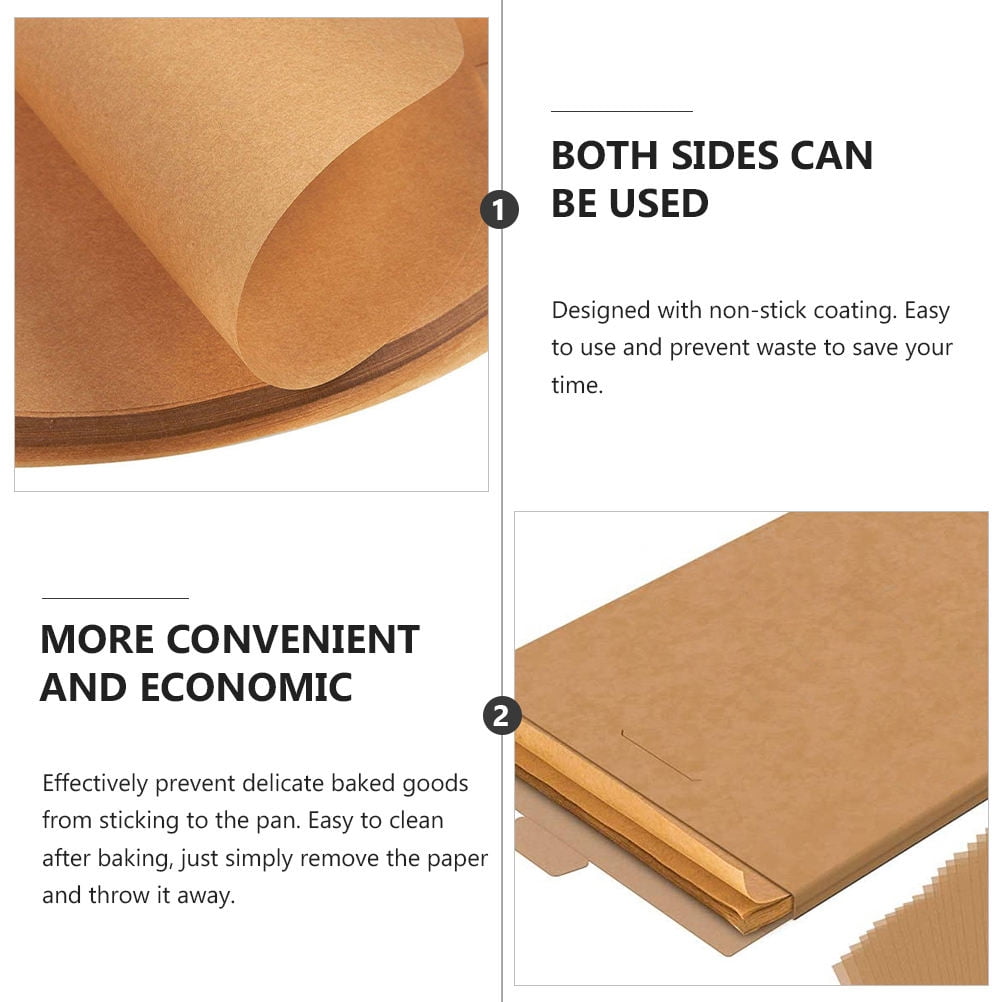 FONDOTIN 200Pcs Brown Oil Absorbing Baking Sheets Non-Stick Fryer Paper for Cake and Dessert Baking Use
