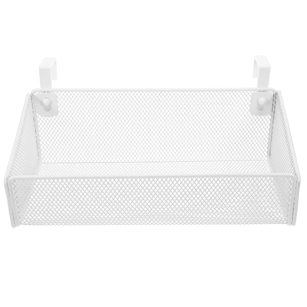 Estantería de noche para literas, cesta colgante de metal, organizador con gancho de malla para libros, teléfonos, bebidas, escritorios de oficina en casa (negro)
