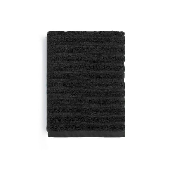 Mainstays Performance Cotton Hand Towel, Super Soft Quick Dry Fade Resistant, Textured Black