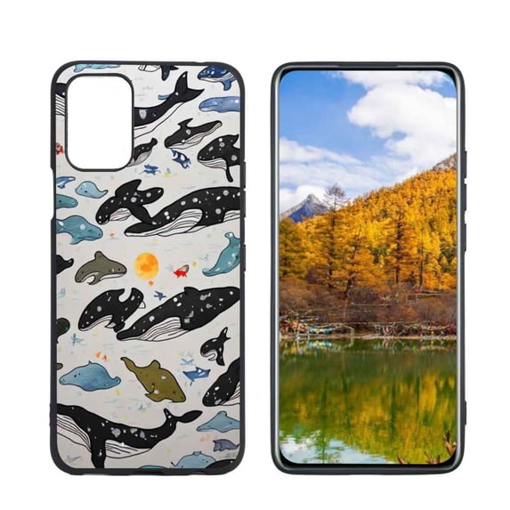 Compatible with LG Q52 Phone Case, Whales-4 Case Men Women, Flexible Silicone Shockproof Case for LG Q52
