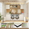thumbnail image 4 of Homieasy Wall Cabinet with 2 Storage Shelf Towers, 46'' Wide Wall Organizer Cabinet with Door & Hanging Rod, Reversible, Small Wall Mounted Cabinet for Laundry, Bedroom, Closet, Garage, White, 4 of 7