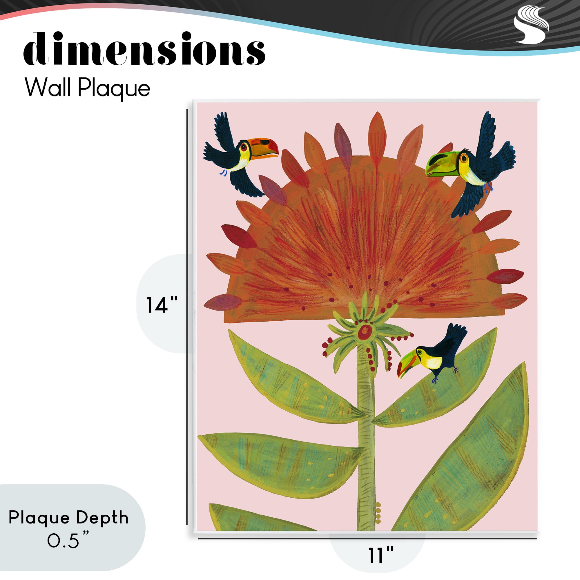 Stupell Industries Tropical Plant & Toucans Wall Plaque Art, design by Kay Widdowson