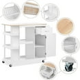 thumbnail image 5 of Kitchen Island Cart with Side Storage Shelves, Rubber Wood Top and Adjustable Storage Shelves, Kitchen Storage Cabinet with Wine Rack, 5 of 9
