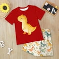 thumbnail image 2 of Baby Boy Outfits Toddler Summer Clothes Children's Spring Cartoon Print Short-sleeved Running Suit 3 6 12 18 24 Months 3T Tank Tops And Shorts Set With Pockets T Shirt and 2 Piece, 2 of 5