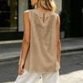 thumbnail image 7 of WEIWEN Linen Tank Tops for Women Summer Casual Oversized Camisole Crew Neck Sleeveless Linen Shirts 2026 Loose Fit Lightweight Gauze Blouses Khaki, M, 7 of 7