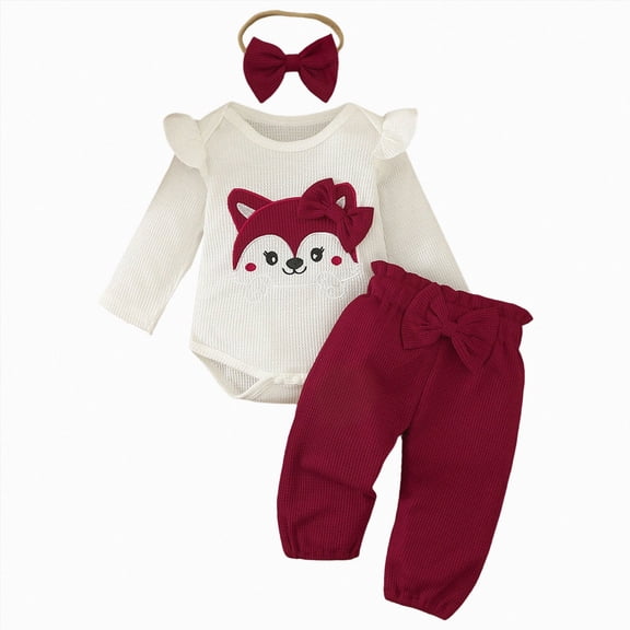 Baby Girl Bodysuit Outfits Long Sleeve Romper Bodysuit Tops Pants Set Cute Fall Winter Clothes