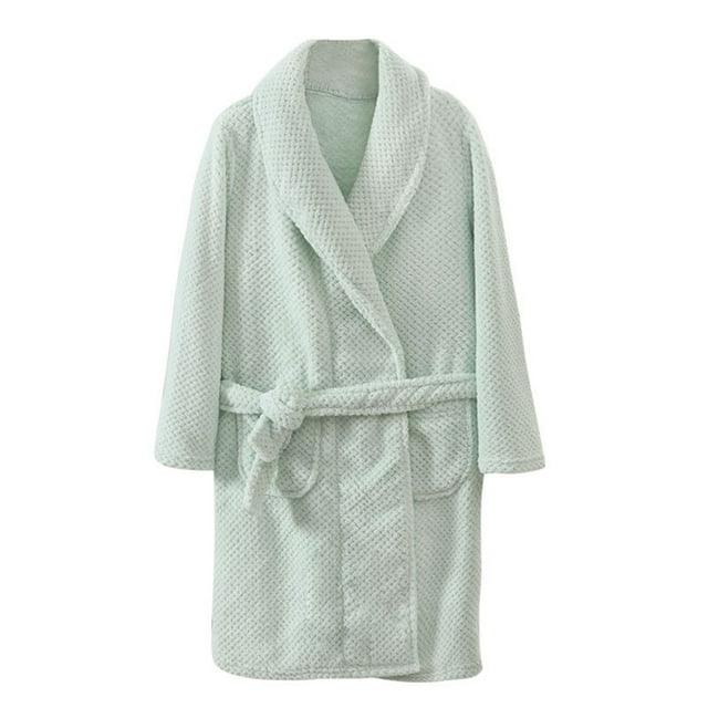 Fnhpitd Peignoir à Capuche pour Enfants, Chemise de Nuit pour Enfants, Printemps Automne Hiver, Confortable et à la Mode, Long Peignoir Vert Menthe, 110