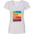 thumbnail image 3 of Inktastic Skiing Eat Sleep Ski Repeat Women's V-Neck T-Shirt, 3 of 5