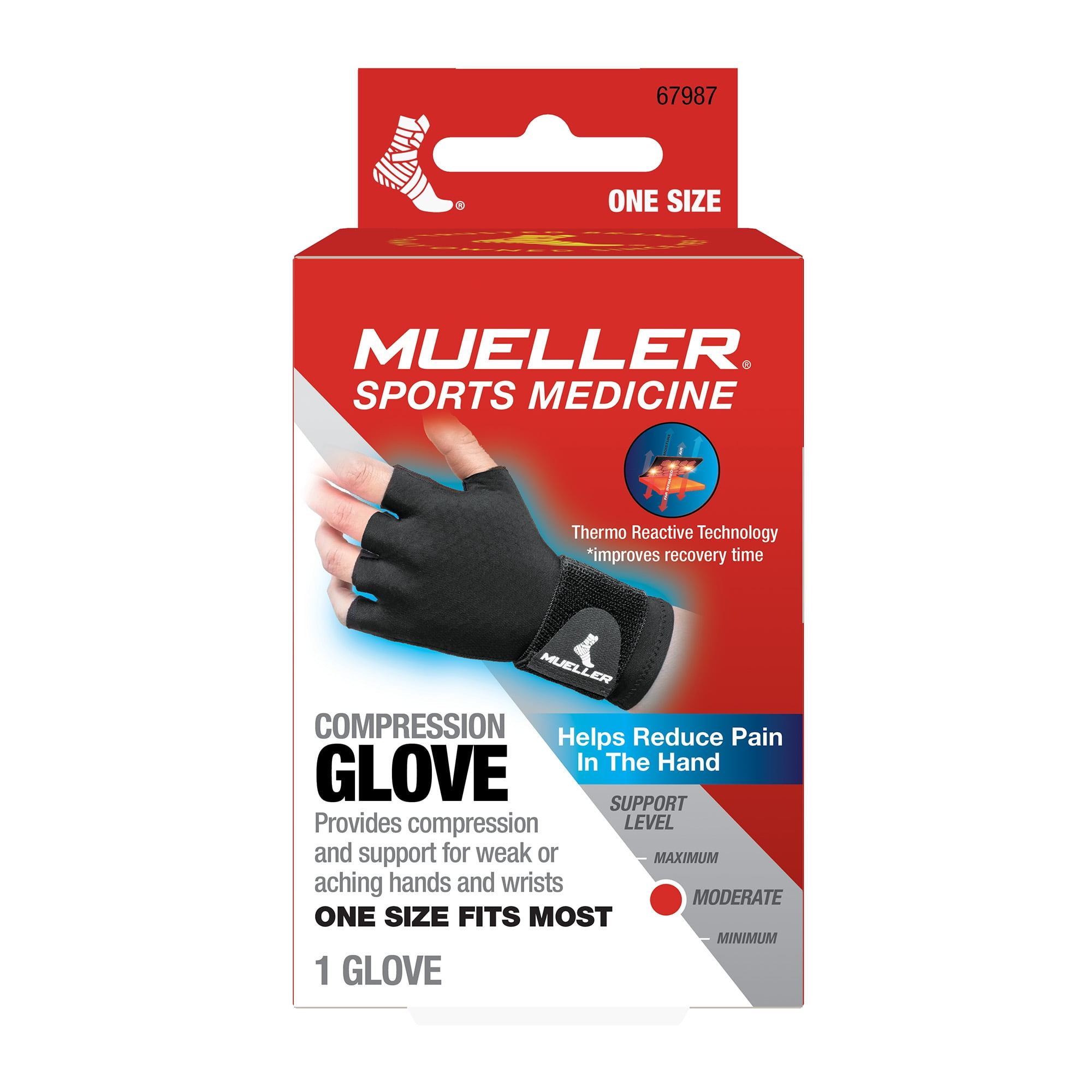 Mueller Reversible Compression Glove, Black, Unisex, One Size Fits