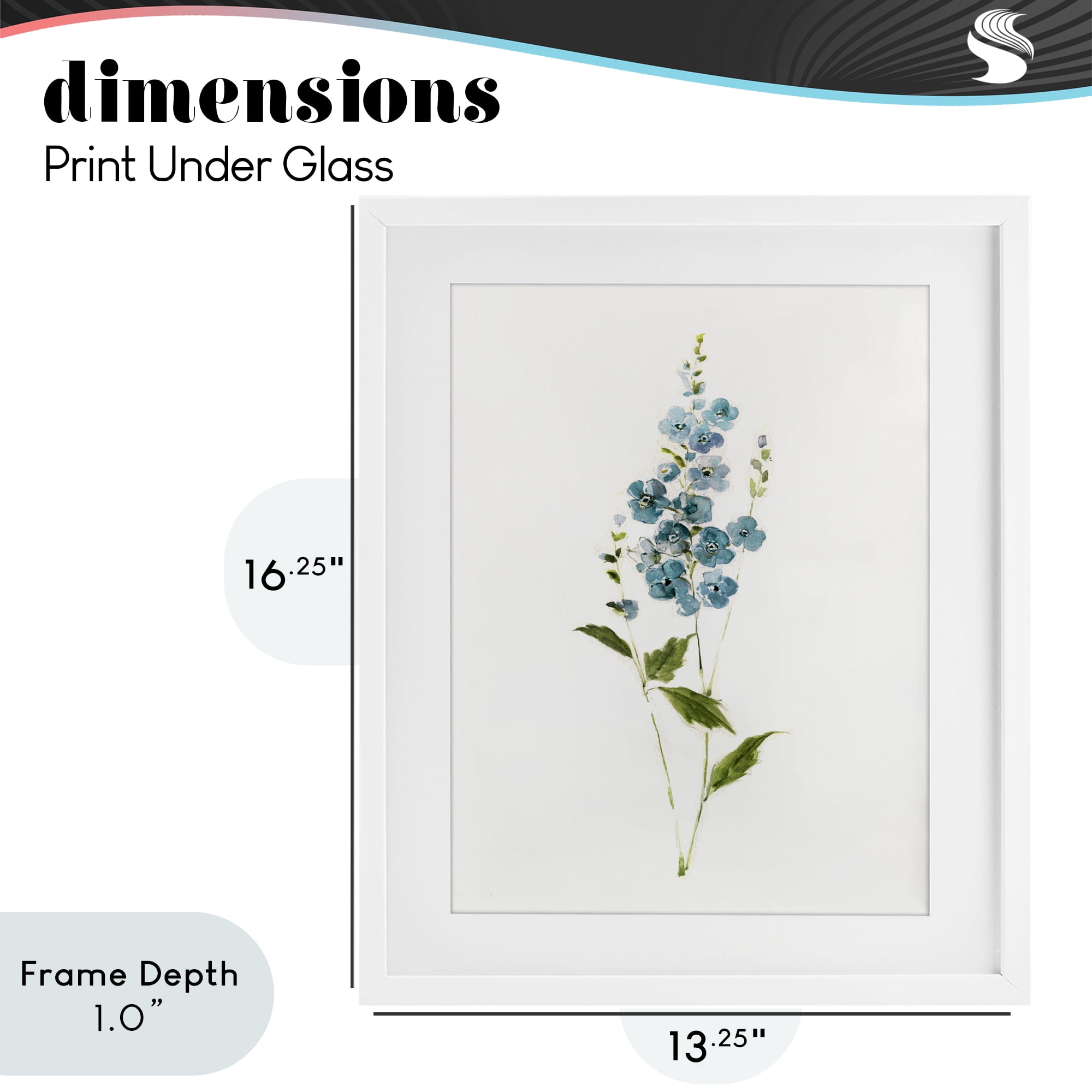 Stupell Industries Delicate Blue Sprigs White Framed Print Under Glass, design by Sally Swatland