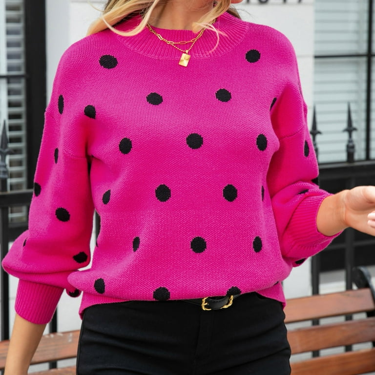 Dots Printing Round Neck Long Sleeve Sweaters Dots Printing Round Neck Long Sleeve Sweaters