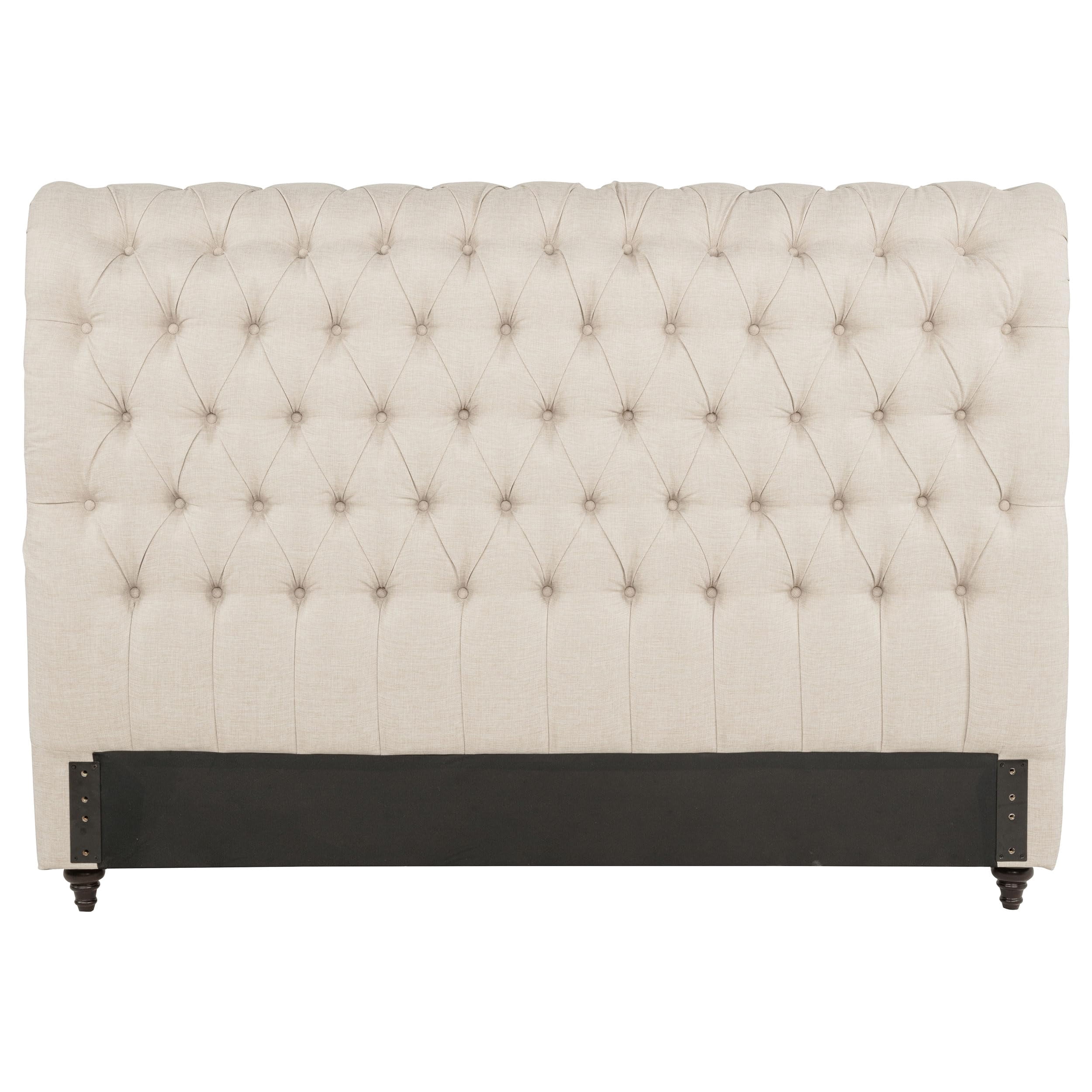 Stonecroft Furniture Fallon Fabric King Button Tufted Headboard in Beige