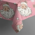 thumbnail image 5 of Pink Christmas Santa Pattern Square Tablecloth,Waterproof Square Table Cover,Wipeable Spillproof Washable Table Cover for Home Kitchen Party Decor 52"x52"(132x132cm), 5 of 6