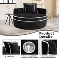 thumbnail image 3 of Leumius Oversized Round Chaise Lounge Chair Indoor, Upholstered Sofa Bed With Deep Seat and Cupholders,Cozy Boneless Chaise with High Density Memory Foam for Living Room,No Assembly,Black, 3 of 10