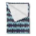 thumbnail image 2 of Navy Soft Flannel Fleece Throw Blanket, Diamond Shaped Blurry Ikat Pattern Chevron Effects Image, Cozy Plush for Indoor and Outdoor Use, 60" x 80", Eggplant Turquoise, by Ambesonne, 2 of 5