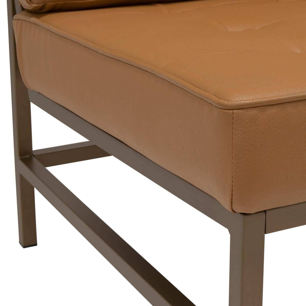 Studio Designs Home Ashlar Plush Tufted Bonded Leather Accent Chair with Woven Webbing Seat - Bronze/Caramel - image 2 of 7