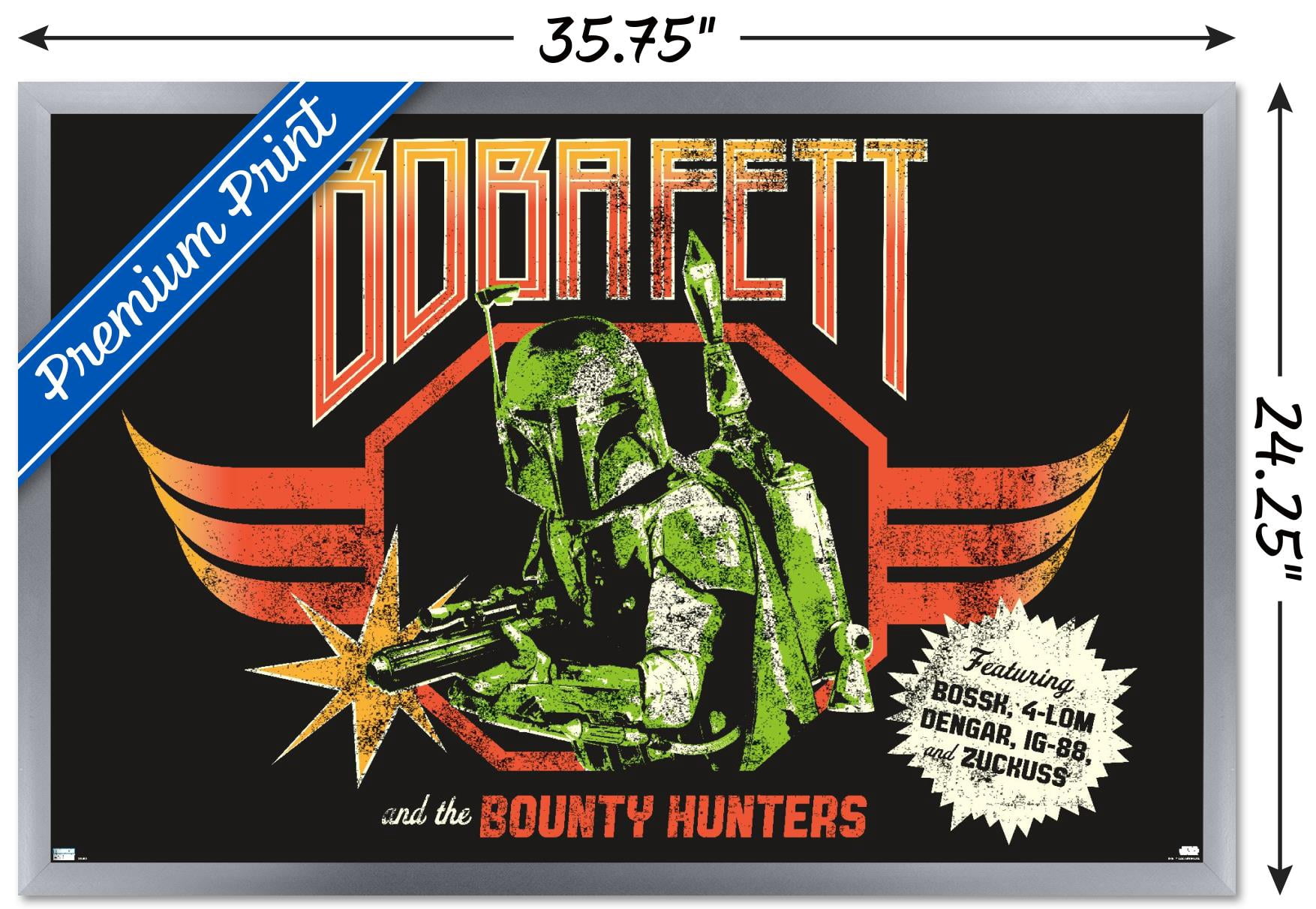 Star Wars: Saga - Boba Fett - Bounty Hunters Wall Poster, 22.375" x 34", Framed