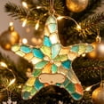 thumbnail image 2 of Christmas Ornament, 3.15 inch Stained Glass Starfish Hanging Ornament, Coastal Ocean Art Pendant, Christmas Tree Hanging Decor, Nautical Wall Hanging, Beach Tabletop Accent, Handmade Acrylic Craft, 2 of 4