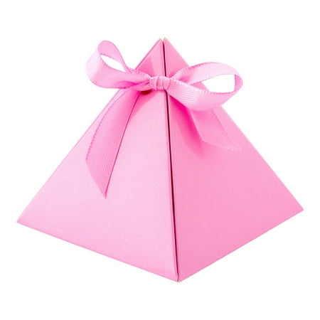 Pastry Tek Pink Pyramid Paper Candy and Gift Box - 3" x 3" x 3" - 100 count box