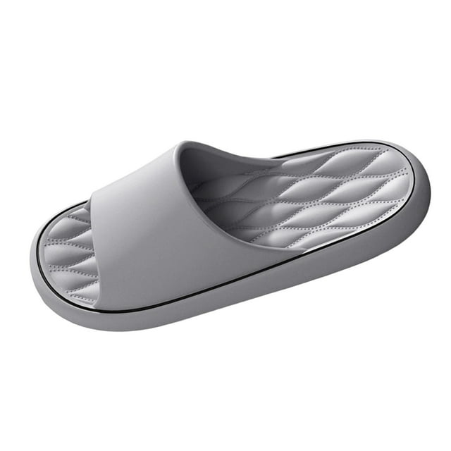 Gray Men'S Diamond-Patterned Casual Sandals For Spring Summer Indoor Home Wear Thick-Soled Comfortable Odor-Resistant Footwear Size 44