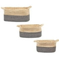 thumbnail image 2 of Truu Design Set of 3 Oblong Two-Tone Beige Woven Baskets, 2 of 4