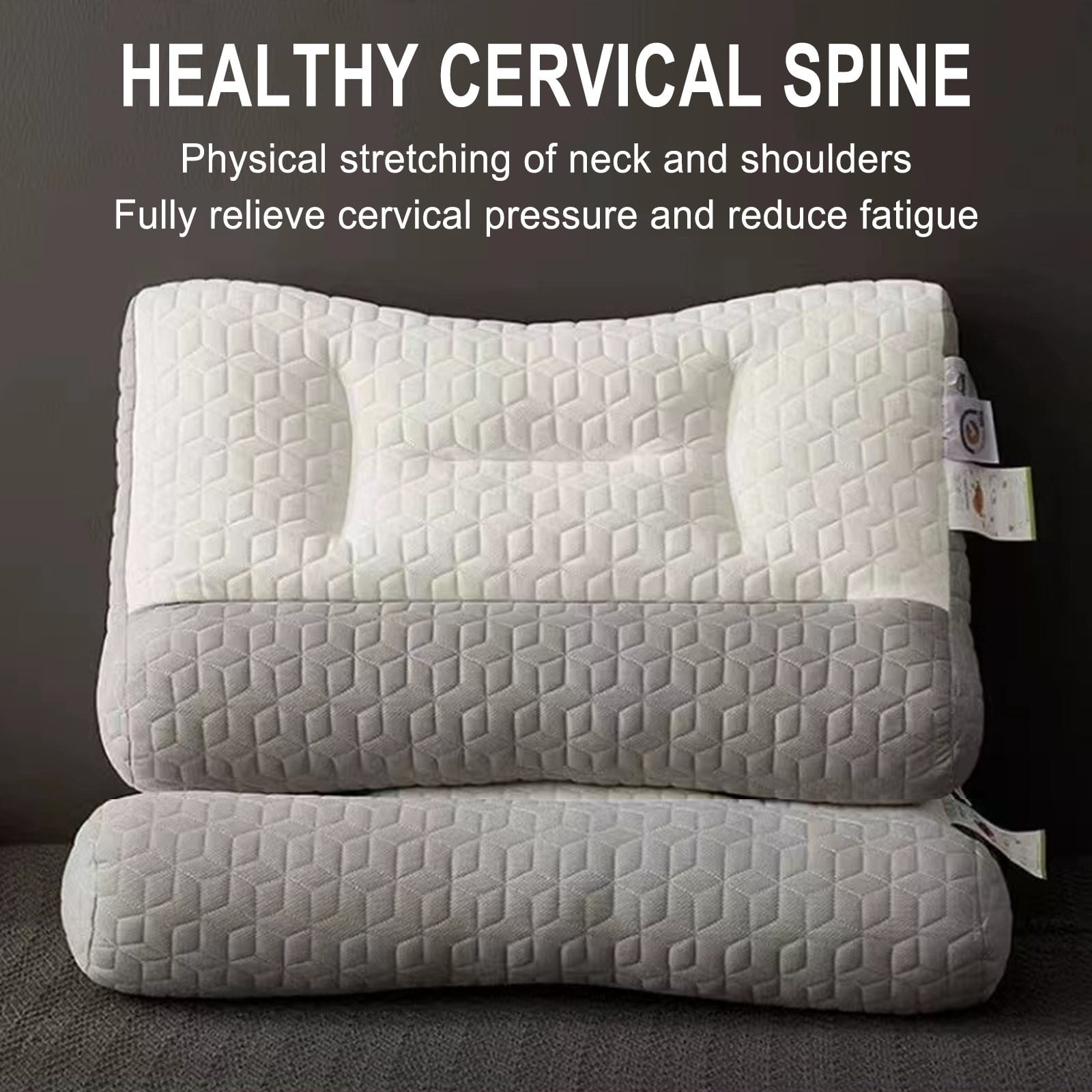 WZXPWT Reverse Traction Cervical Pillow, Memory Foam Neck Support Pillow, Ergonomic Sleep Aid Pillow, Washable Breathable Dormitory Pillow