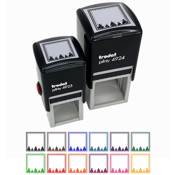 Blank Holiday Label Christmas Trees Self-Inking Rubber Stamp Ink Stamper - Black Ink - Small 1 Inch