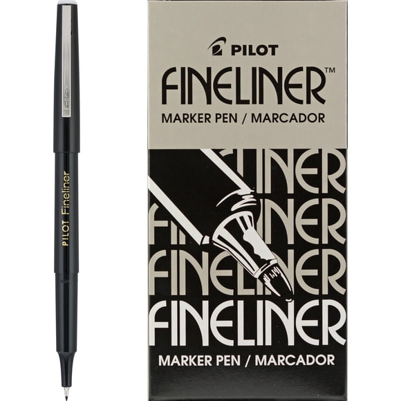 Marcadores Fineliner PILOT Punta Fina Tinta Negra Paquete de 12