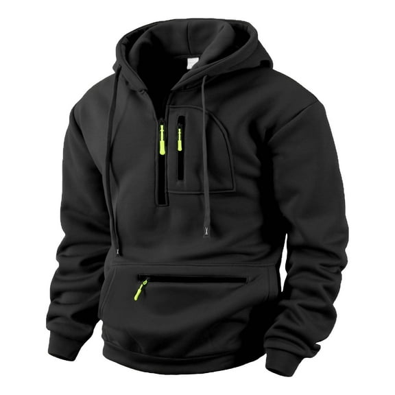 Yievot Quarter Zip Up Hoodie Men Fleece Lined Hooded Sweatshirt Winter Thick Warm 1/4 Zip Pullover Tops with Pockets