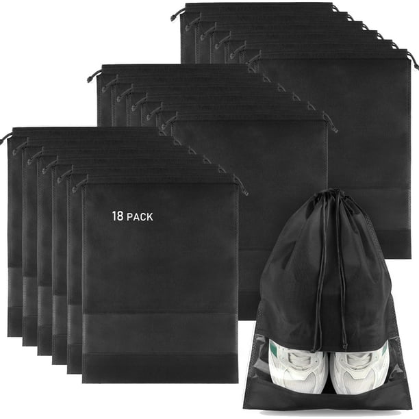 Bolsas para zapatos COIDEA, paquete de 18 unidades, para viajes, con ventana transparente, color negro