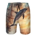 thumbnail image 3 of Sikiie Sailing Dancing Dolphin Print Men's Beach Shorts, High Elastic Quick-drying Shorts - with Drawstring and Slip Pockets, Suitable for Beach, Sports, Vacation-Large, 3 of 6