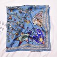 thumbnail image 3 of FOX-TECH Silk Scarf for Hair - Head Scarf for Women, Lightweight Satin Scarf for Hair Wrapping and Sleeping at Night, 35"x35" (Blue Flower), 3 of 6