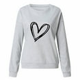thumbnail image 4 of Holiday wycnly Womens Sweatshirt Winter Womens Crewneck Sweatshirt Valentine's Day Fashion Heart Print Sweater Long Sleeve Loose Cozy Knitted Ribbed Pullover Sweatshirt Tops Big Saving, 4 of 4