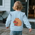 thumbnail image 4 of Yuyamidu Capybara Sweatshirt for Girls Size 7-8 Blue Long Sleeve Ruffle Shoulder Crewneck Sweatshirts Pullover Tops Lightweight Soft Everyday Clothes Playwear for Outdoor School, 4 of 8