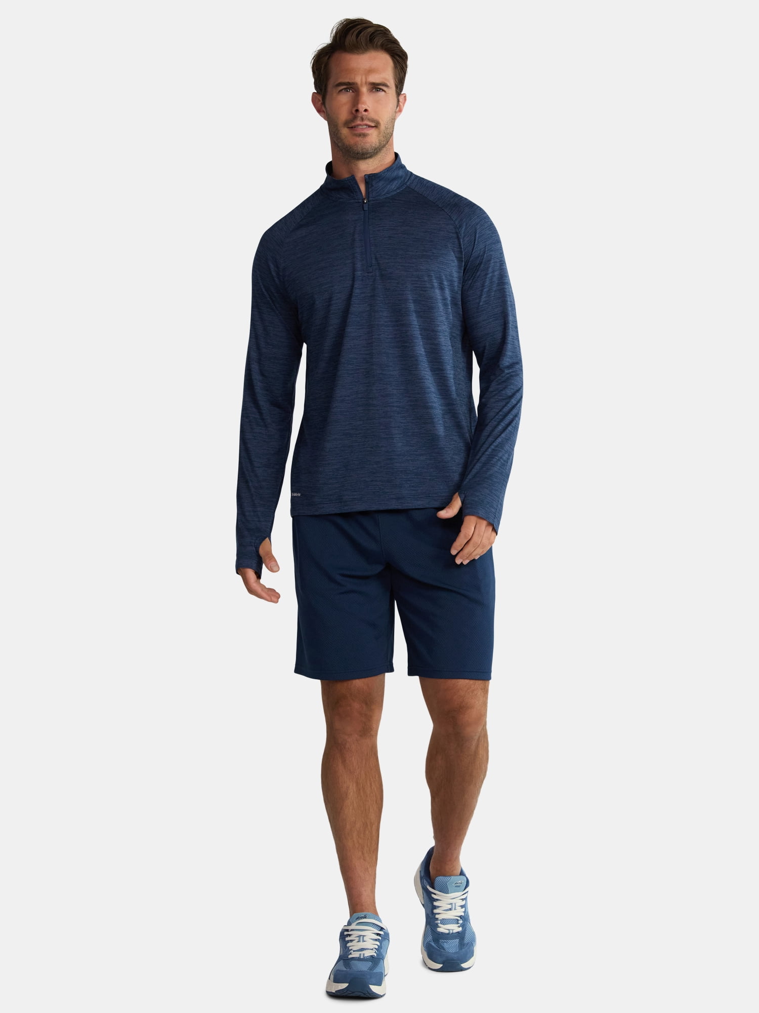 Athletic Works Men's & Big Men's Space Dye Jersey Quarter Zip Long Sleeve Shirt, Sizes S-3XL