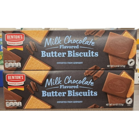 Benton's Milk Chocolate Flavored Butter Biscuits 4.4oz 125g (2 Boxes)