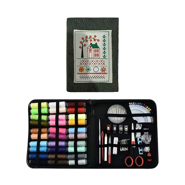 Kit de libro de bordado portátil de 112 piezas, páginas de lino, tutorial paso a paso, hilo, tijeras y agujas para principiantes y amantes avanzados de las manualidades, bordado DIY