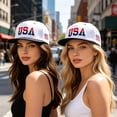 thumbnail image 4 of USA Flag Embroidered Flat Brim Baseball Cap, Unisex Hip‑Hop Snapback Sun Hat For Street Dancing Casual Wear, 4 of 8
