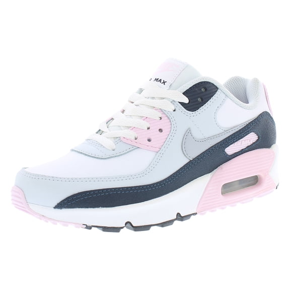 Nike Air Max 90 Leather GS Girls Shoes Size 4, Color: White/Wollf Grey/Pink Foam
