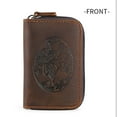 thumbnail image 6 of Imitation Leather Business Card Holder Bag Small Brown Zipper Case ID Credit Cards Wallet Coin Purse with Dragon Pattern for Men Women Gifts, 6 of 17