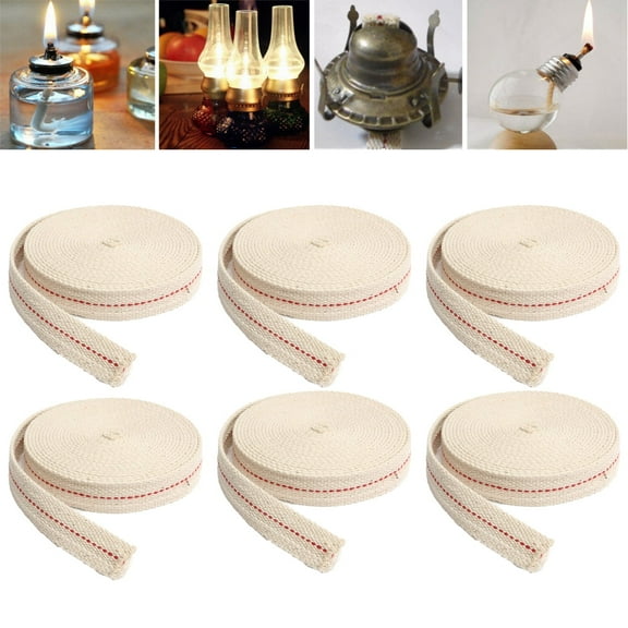 6 Rolls Oil Lamp Wicks Flat Oil Lanterns Wicks with Stitch for Oil Lamps and Candle Burners, 19.69 Feet (Red,3/4 Inch)