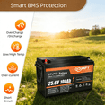 thumbnail image 3 of 24V 100Ah LiFePO4 Lithium Battery, Built-in 100A BMS, 2560W Power Output, 25.6V High Energy Density, Ideal for Marine, Solar, Off-Grid and Home Backup, 3 of 5