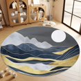 thumbnail image 2 of 3D Print Round Rug 6x6ft Abstract Line Art Mountains Washable Large Area Rug, Soft Non-Slip Circle Carpet, Boys Girls Kids Teens Bedroom Carpet Decor Floor Mat, 2 of 7