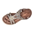 thumbnail image 5 of Yuanlong Womens Sandals Slingback Rhinestones Flat Sandals Elastic Ankle Strap Bohemian Beach Leisure Shoes, 5 of 9