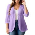 thumbnail image 3 of Otvok Women Casual Open Front Jacket, Plus Size 3/4 Sleeve Solid Color Lightweight Cardigan Daily Office Cover Up, 3 of 7