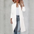 thumbnail image 4 of Womens Casual Long Sleeve Draped Open Front Knit Pockets Long Cardigan Jackets Sweater, 4 of 5
