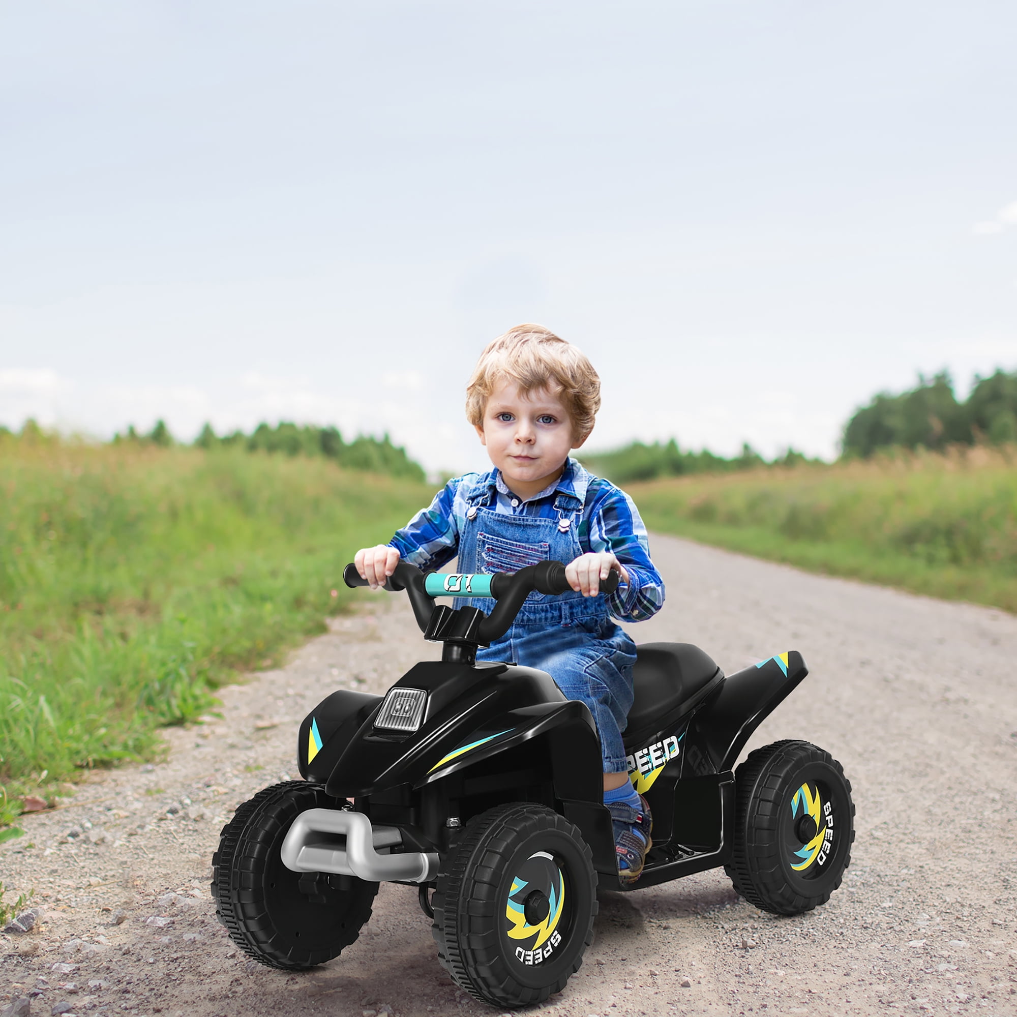 Costway 6V Kids Electric Quad ATV 4 Wheels Ride on Toy Toddlers Forward & Reverse Black