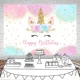 thumbnail image 2 of Fondo de unicornio arcoíris para decoración de fiesta de cumpleaños para niñas, acuarela, floral, purpurina, estrellas, puntos, unicornio, pastel, mesa, pancarta, suministros de estudio (5 x 3 pies) JAMW Sencillez, 2 of 5