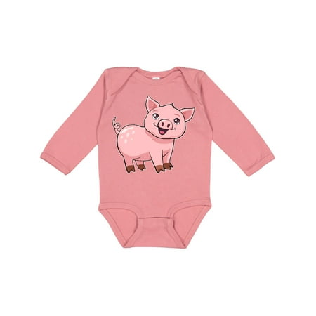 

Inktastic Cute Pig Boys or Girls Long Sleeve Baby Bodysuit
