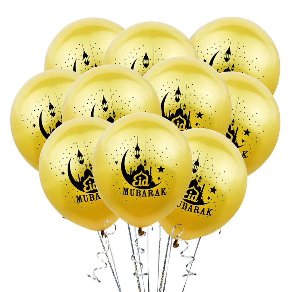 10pcs Eid Mubarak Balloons Eid Ramadan Supplies Ramadan Kareem Balloons 